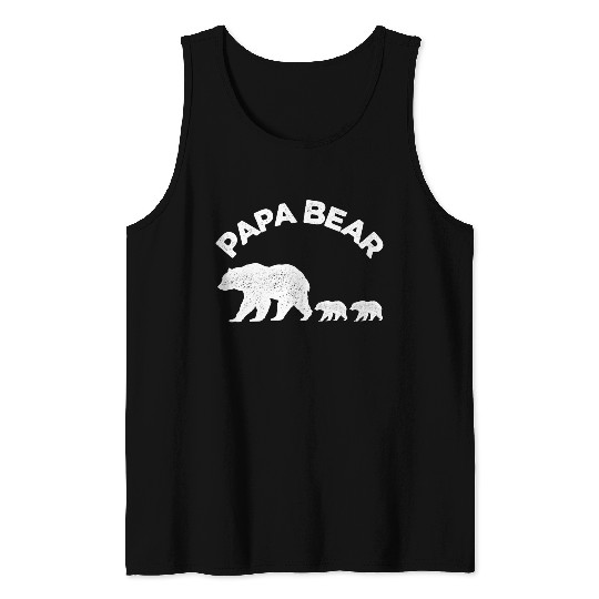 Vintage Papa Bear with Two Cubs Daddy Bear Twin Tank Tops
