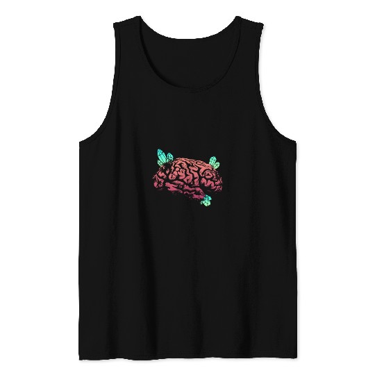 Brain with Crystal - Red and Green Tank Tops