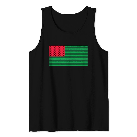 Funny Watermelon Flag USA Tank Tops