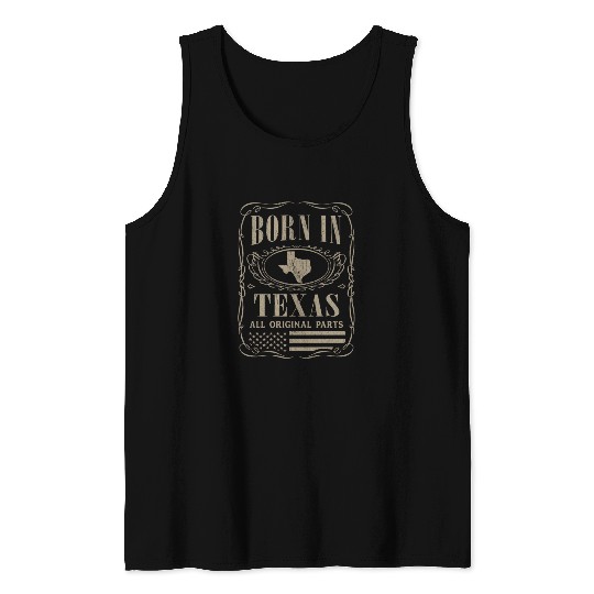 Vintage America US States Born Texas Tank Tops