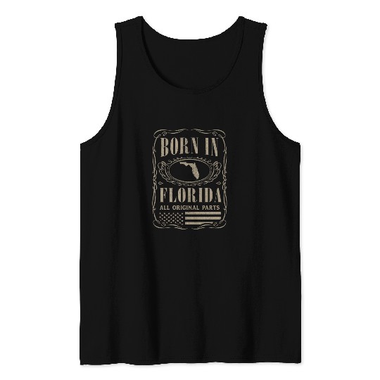 Vintage America US States Born Florida Tank Tops