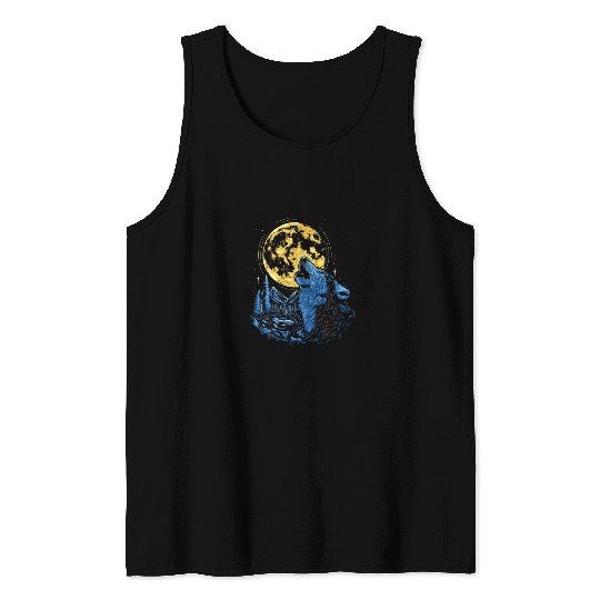 Wolf Moon Forest Wolves Nature Nature Liever Full Tank Tops