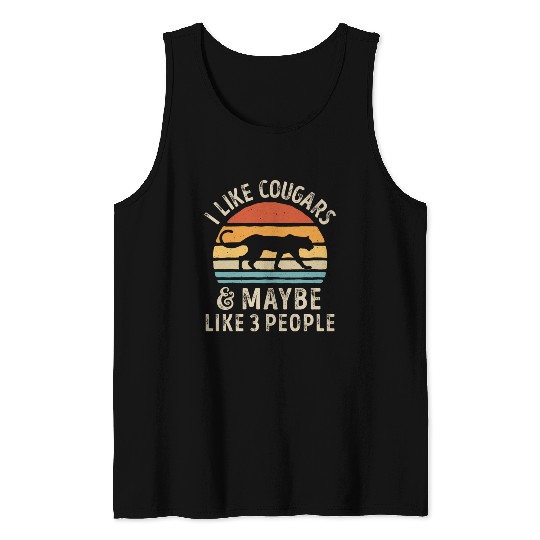 I Like Cougars and Maybe 3 People Retro Sunset Vin Tank Tops