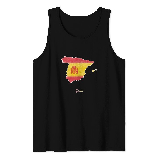 Stylized Spain Map Tank Tops