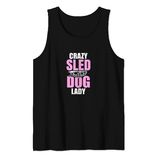 Womens Crazy Sled Dog Lady Tank Tops