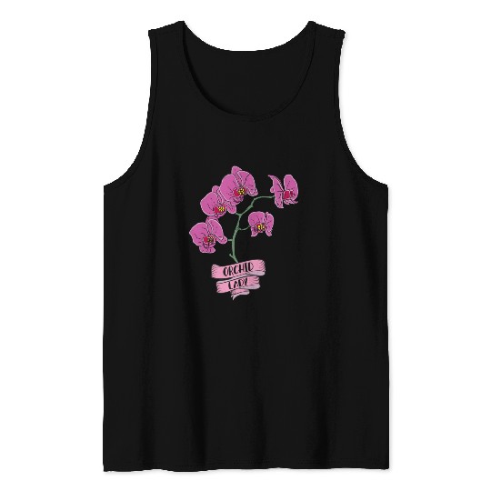 Orchid Plant Lady Cartoon Tank Tops