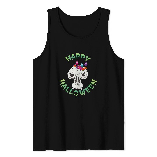 Candy Skull Happy Halloween Cartoon Tank Tops
