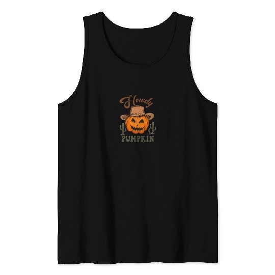 Fun Halloween Designs Howdy Pumpkin Tank Tops