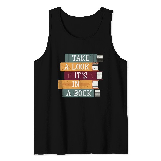 Take A Look It's A Book Retro Rainbow Reading Tank Tops