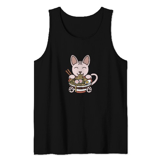Sphynx Cat Ramen Noodles Tank Tops
