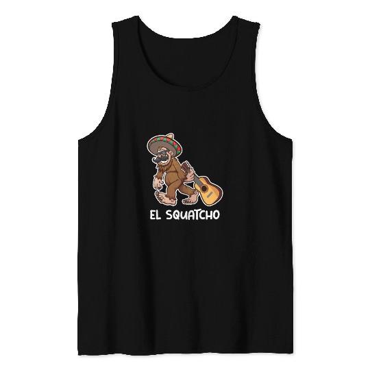 El Squatcho Funny mexican guitar sasquatch Tank Tops
