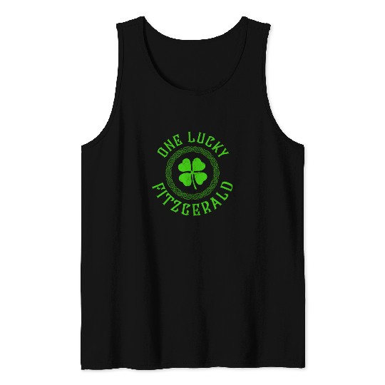 One Lucky Fitzgerald Irish Family Four Leaf Clover Tank Tops