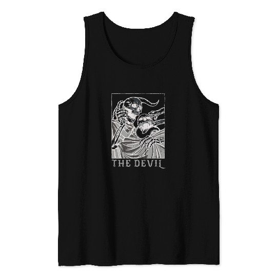 Skeleton Bones Tarot Card Occult Devil Gothic Tank Tops
