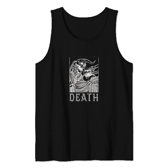 Skeleton Bones Tarot Card Occult Death Gothic Tank Tops