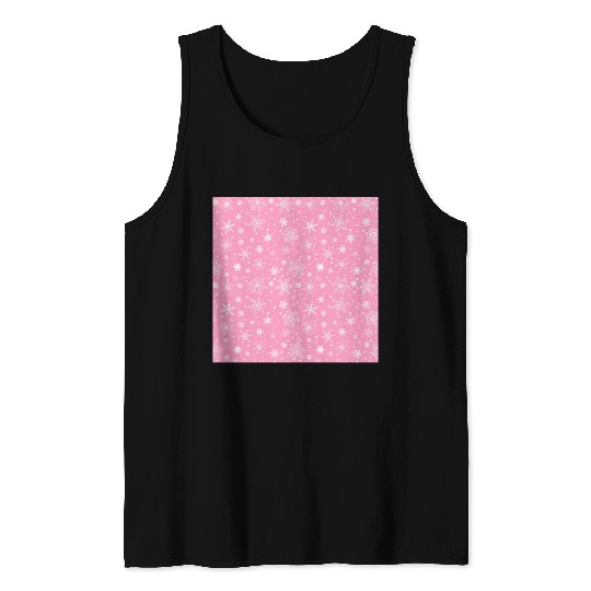 Snowflakes Pattern Pink White Tank Tops