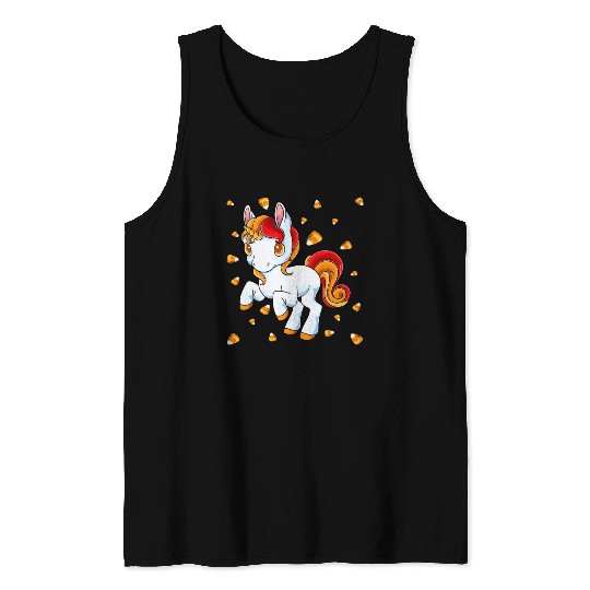 Halloween Unicorn Pony Candy Corn Halloween Tank Tops