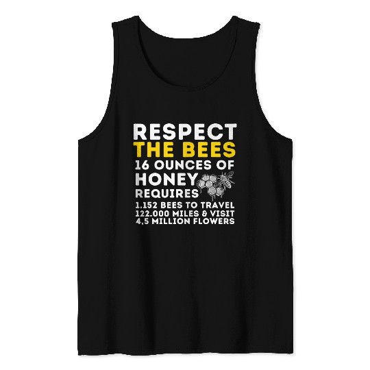 Respect The Bees Bee Lover Beekeeping Beekeeper T Tank Tops