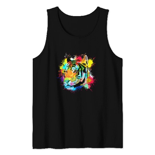 Colorful Tiger Abstract Tank Tops