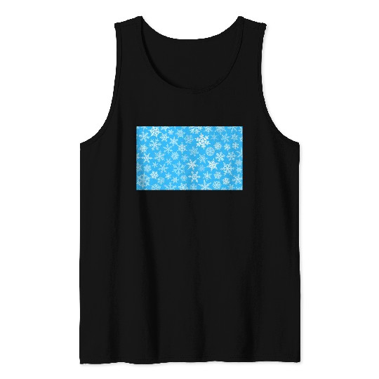 Winter Snowflakes Pattern Blue White Tank Tops