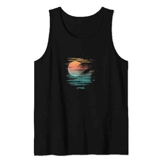 Artistic Israel Palm Tree Vacation Souvenir Tank Tops