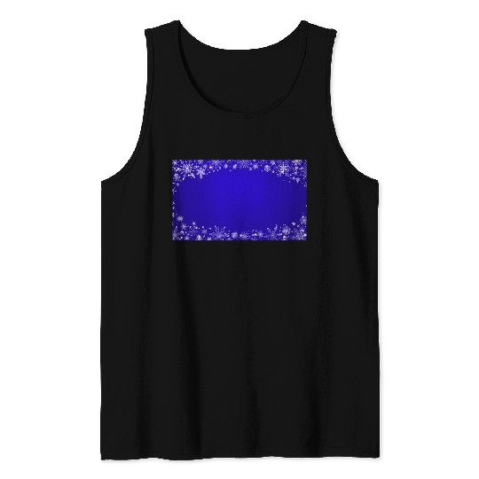 Modern Navy Blue Snowflakes Pattern Tank Tops