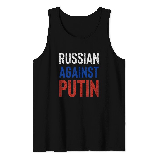 Russian against Putin russia flag grunge Tank Tops