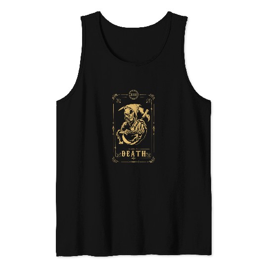 Scythe Skeleton Tarot Card Halloween Tank Tops