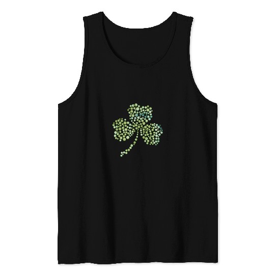 Green tie dye shamrock dots Tank Tops