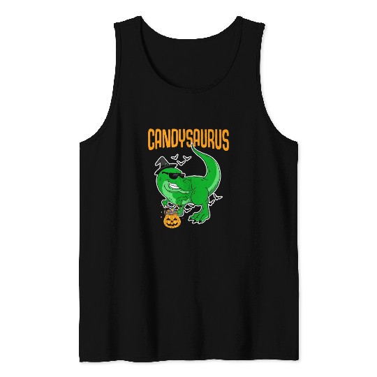 Candysaurus Creepy Trex With Pumpkin Face For Tank Tops