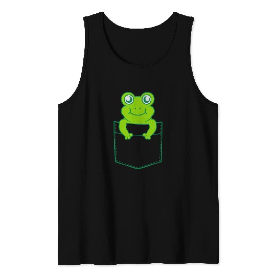 Tank Tops pocket small cute frog