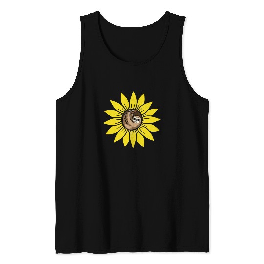 Sloth Sunflower Tank Tops