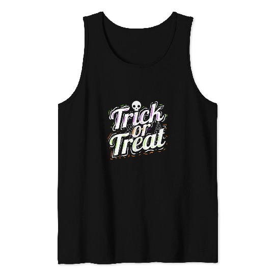 Trick Or Treat Spiderweb Halloween Tank Tops