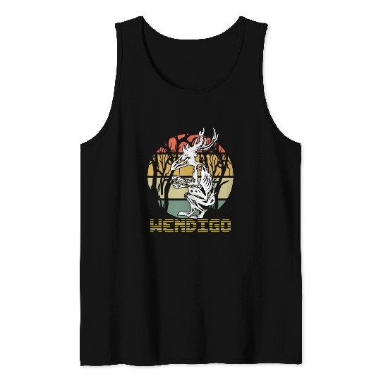 Vintage Folk Wendigo Halloween Cryptid Monster Tank Tops