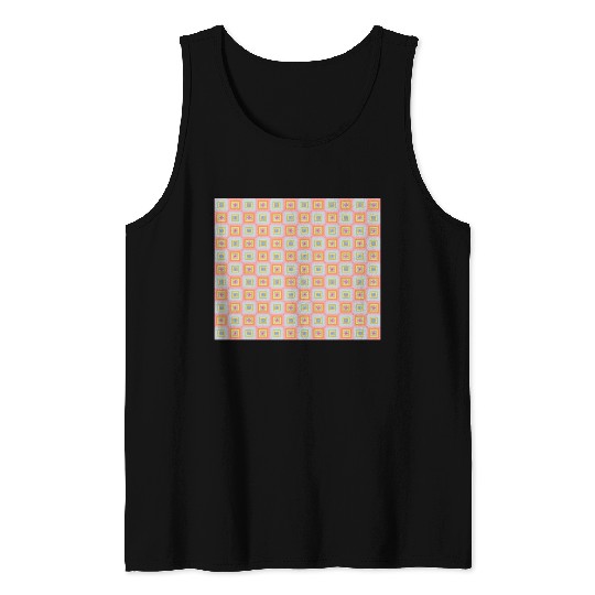 Geometric Pattern, Flowers in Square Tank Tops