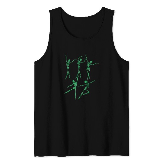 Green Dancing Skeleton Tank Tops