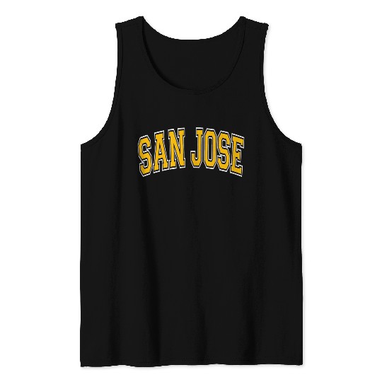 San Jose Varsity Style Amber Text Tank Tops