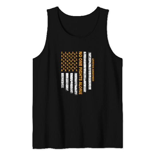 No One Fights Alone Usa Flag Leukemia Awareness Tank Tops