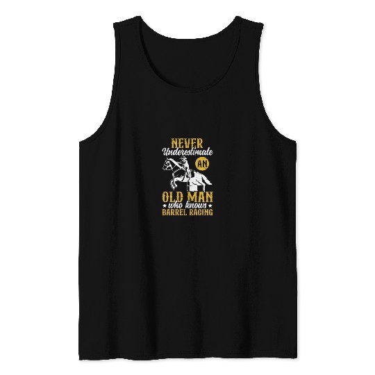 Old Man Barrel Racing Rodeo Equestrian Horse Tank Tops