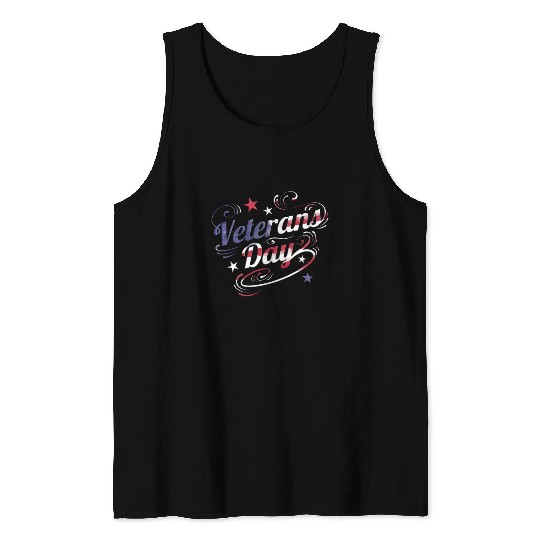 US Flag Colored Logo For Veterans Day Tank Tops
