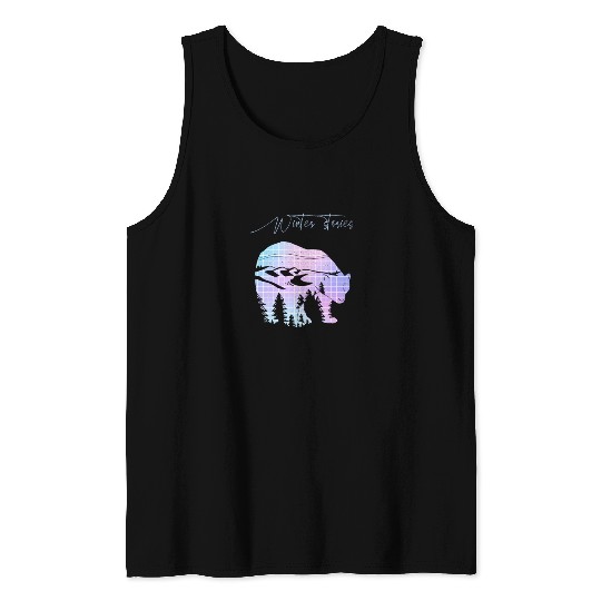 Winter stories Bear Trees Pastel Rainbow Tank Tops