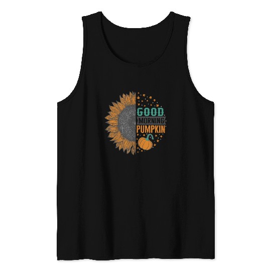 Halloween Theme Good Morning Pumpkin Sunflower Tank Tops
