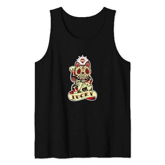lucky cat Skull Candy Tank Tops