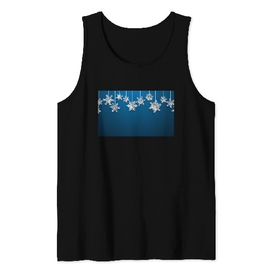 Elegant Hanging Snowflakes Navy Blue Tank Tops