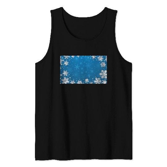 Winter Snowflakes Navy Blue Pattern Tank Tops