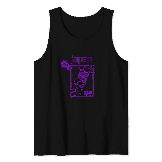 Japan Neon lucky Cat Tank Tops