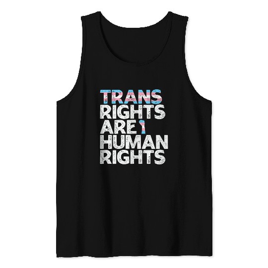 LBGT Flag Gay Pride Trans rights are human rights Tank Tops