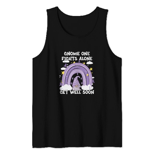Gnome One Fights Alone Lavender Cancer Tank Tops