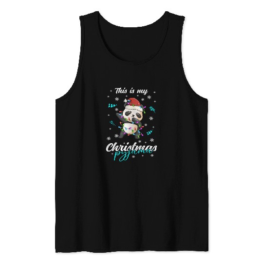 Winter Christmas Pyjama Panda Tank Tops