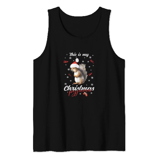 Winter Christmas Pyjama Squirrel Tank Tops