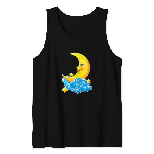 dessin de croissant de lune Tank Tops